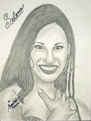 Selena original art sketch drawing in pencil