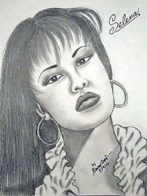 Selena original art sketch drawing in pencil