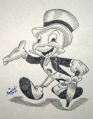 Jiminy Cricket art drawing